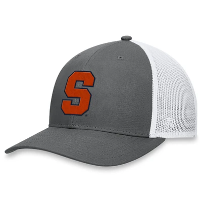 Men's Top of the World Gray/White Syracuse Orange Victory Baseline Trucker Adjustable Hat