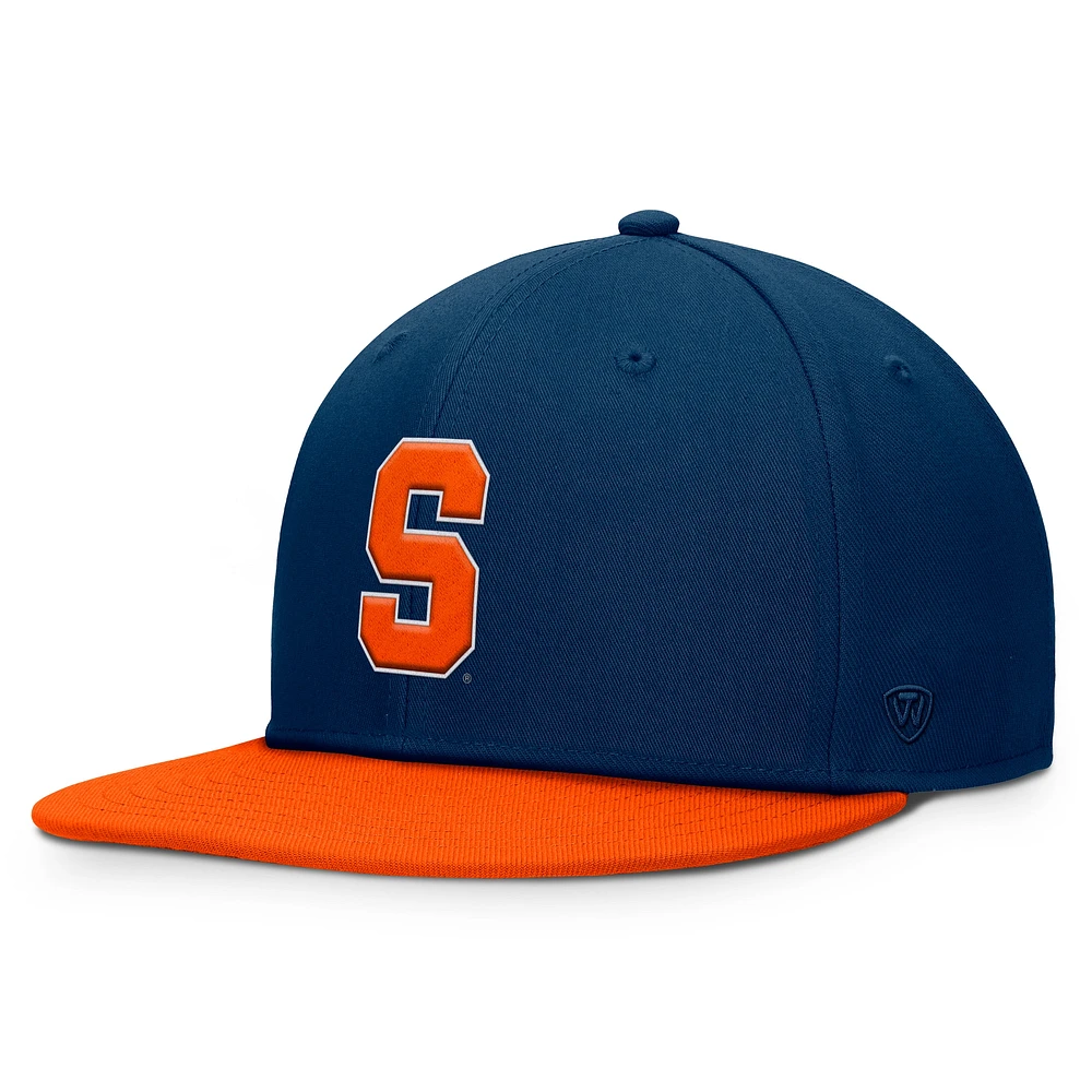 Casquette Snapback Orange Syracuse pour homme Top of the World bleu marine