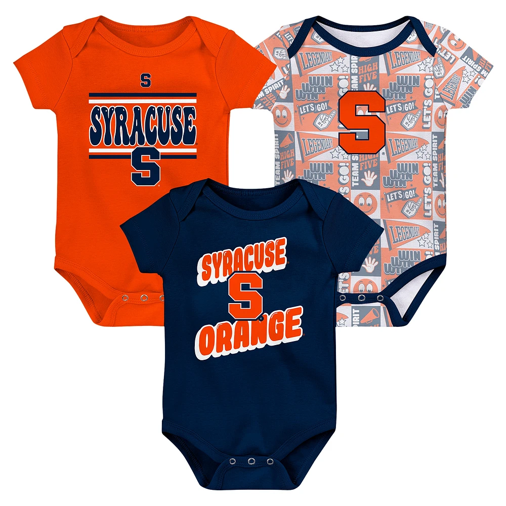 Newborn Navy Syracuse Orange Sunday Comics 3-Pack Bodysuit Set