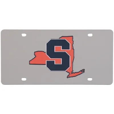 Syracuse Orange Acrylic State Shape Silver Mirror License Plate