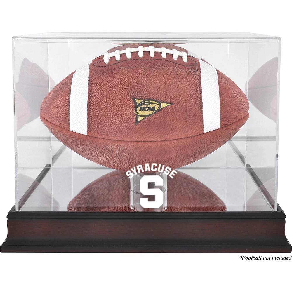Étui de football à base d'acajou orange de Syracuse (logo 2015 à aujourd'hui) avec dos miroir