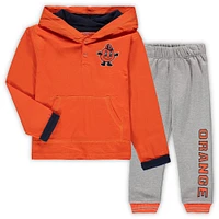 Ensemble sweat à capuche et pantalon de survêtement Colosseum Orange/Heathered Grey Syracuse Orange Poppies pour tout-petits