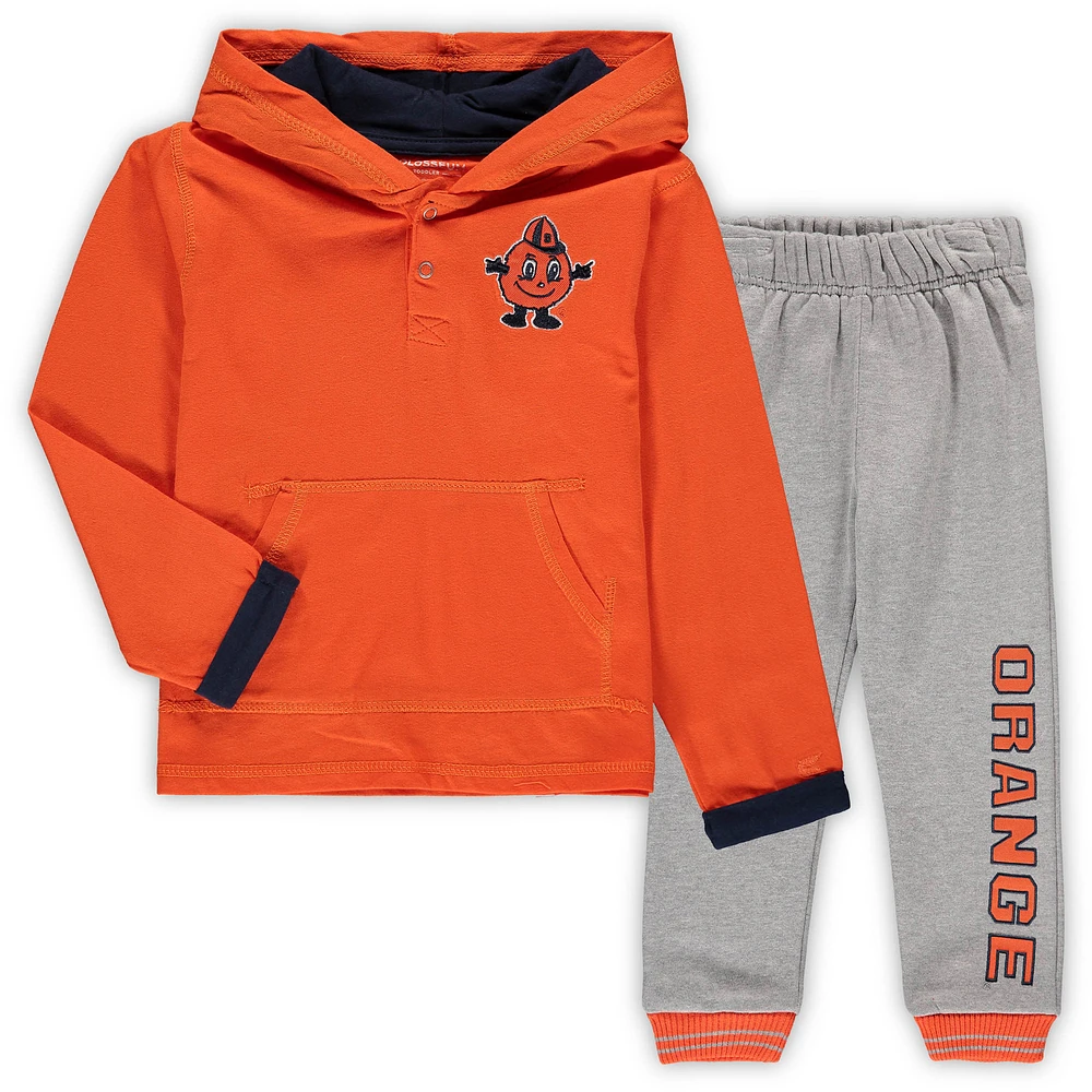 Ensemble sweat à capuche et pantalon de survêtement Colosseum Orange/Heathered Grey Syracuse Orange Poppies pour tout-petits