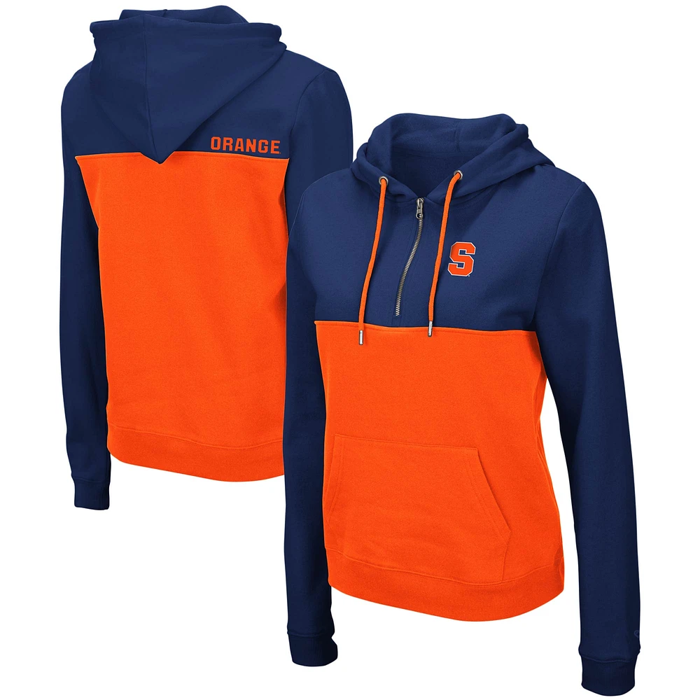 Women's Colosseum Navy/Orange Syracuse Orange Aidan Lightweight Half-Zip Hoodie