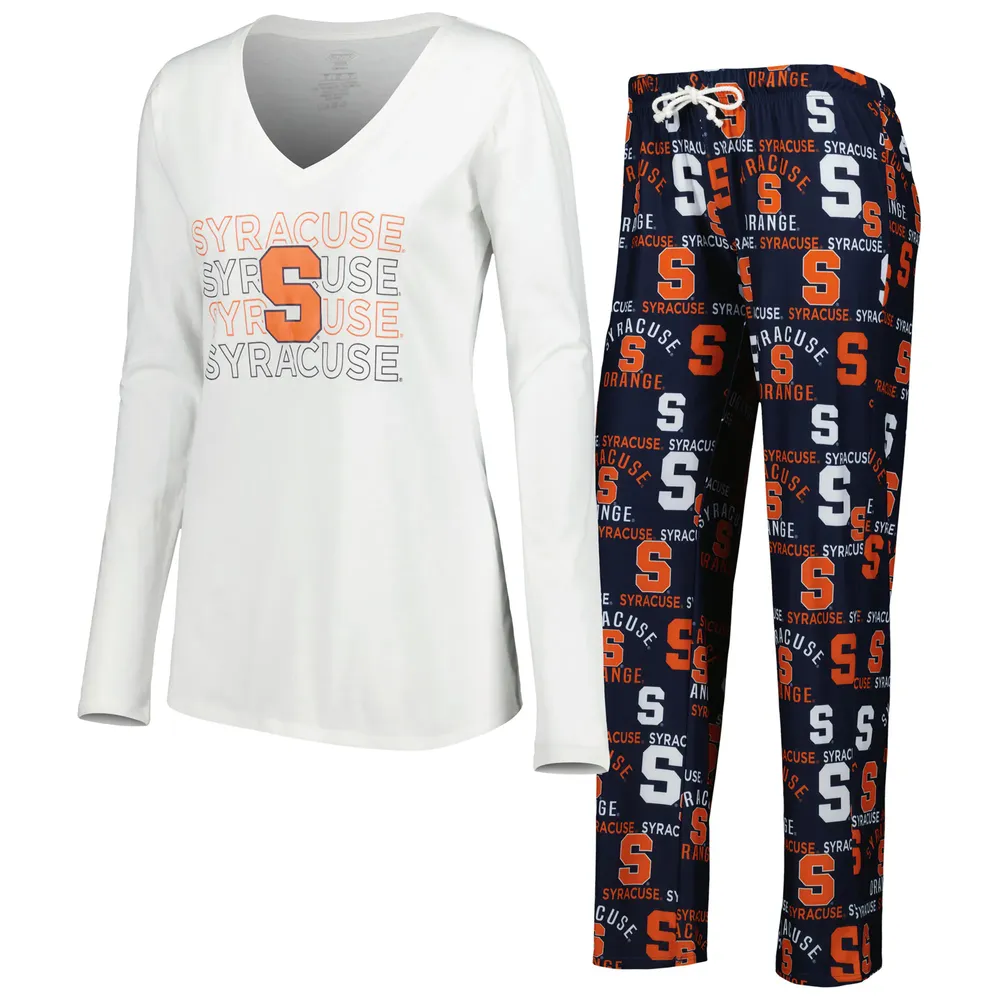 Women's Concepts Sport White/Orange Houston Astros Flagship Long Sleeve  V-Neck T-Shirt & Pants Sleep Set