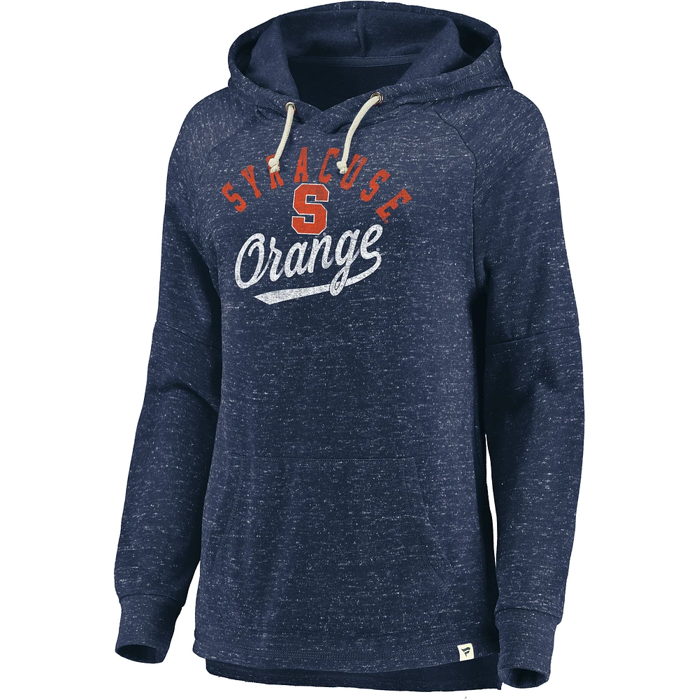 Sweat à capuche Fanatics Navy Syracuse Orange Crossneck Faded Script Raglan pour femmes