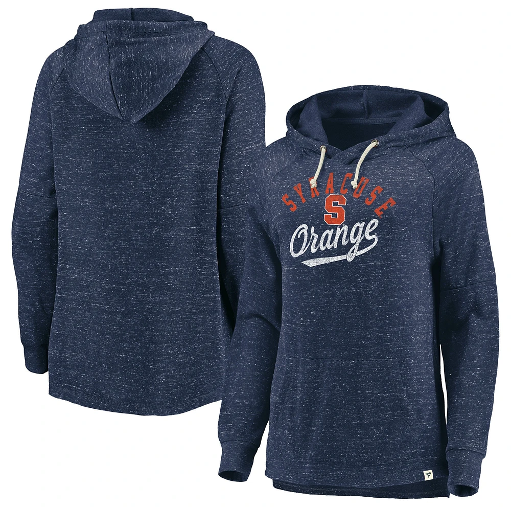 Women's Fanatics Navy Syracuse Orange Crossneck Faded Script Raglan Pullover Hoodie