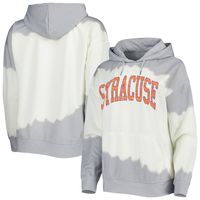 Women's Gameday Couture White/Gray Syracuse Orange For the Fun Double Dip-Dyed Pullover Hoodie