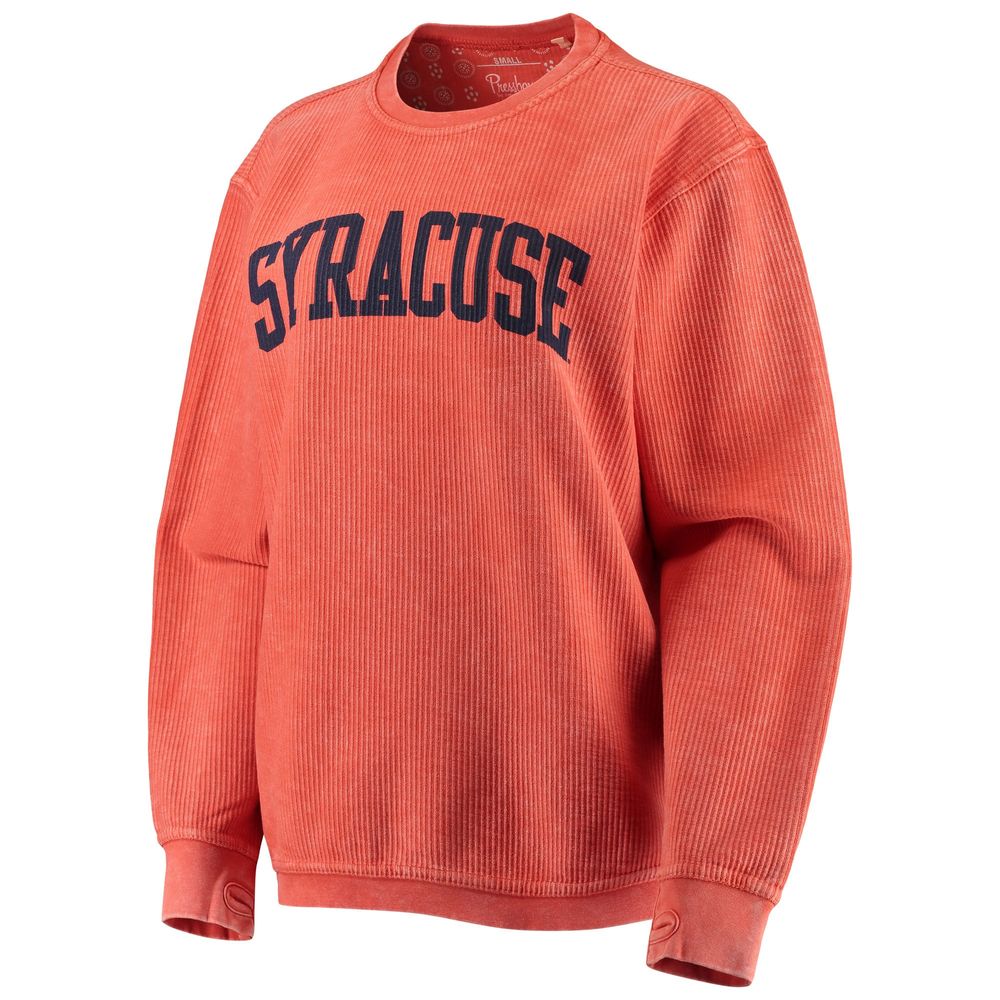 Pressbox Women's Pressbox Orange Syracuse Comfy Cord Vintage Wash Basic  Arch Pullover Sweatshirt