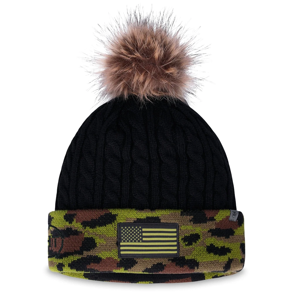 Women's Top of the World Black Syracuse Orange OHT Military Appreciation Cuffed Knit Hat with Pom