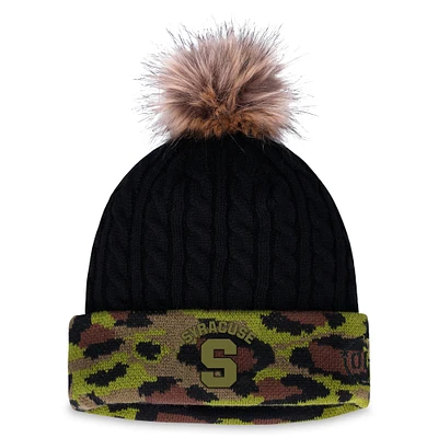 Women's Top of the World Black Syracuse Orange OHT Military Appreciation Cuffed Knit Hat with Pom