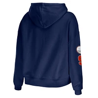 Women's WEAR by Erin Andrews Navy Syracuse Orange Mixed Media Cropped Pullover Hoodie