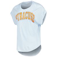 Women's White/Light Blue Syracuse Orange Day Trip Striped Scoop Neck T-Shirt