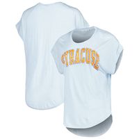 Women's White/Light Blue Syracuse Orange Day Trip Striped Scoop Neck T-Shirt