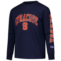 T-shirt à manches longues avec logo en relief bleu marine Syracuse Orange Champion pour jeunes