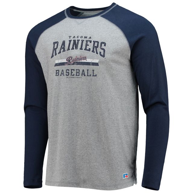 T-shirt de baseball à manches longues Tacoma Rainiers bleu marine/gris chiné pour homme