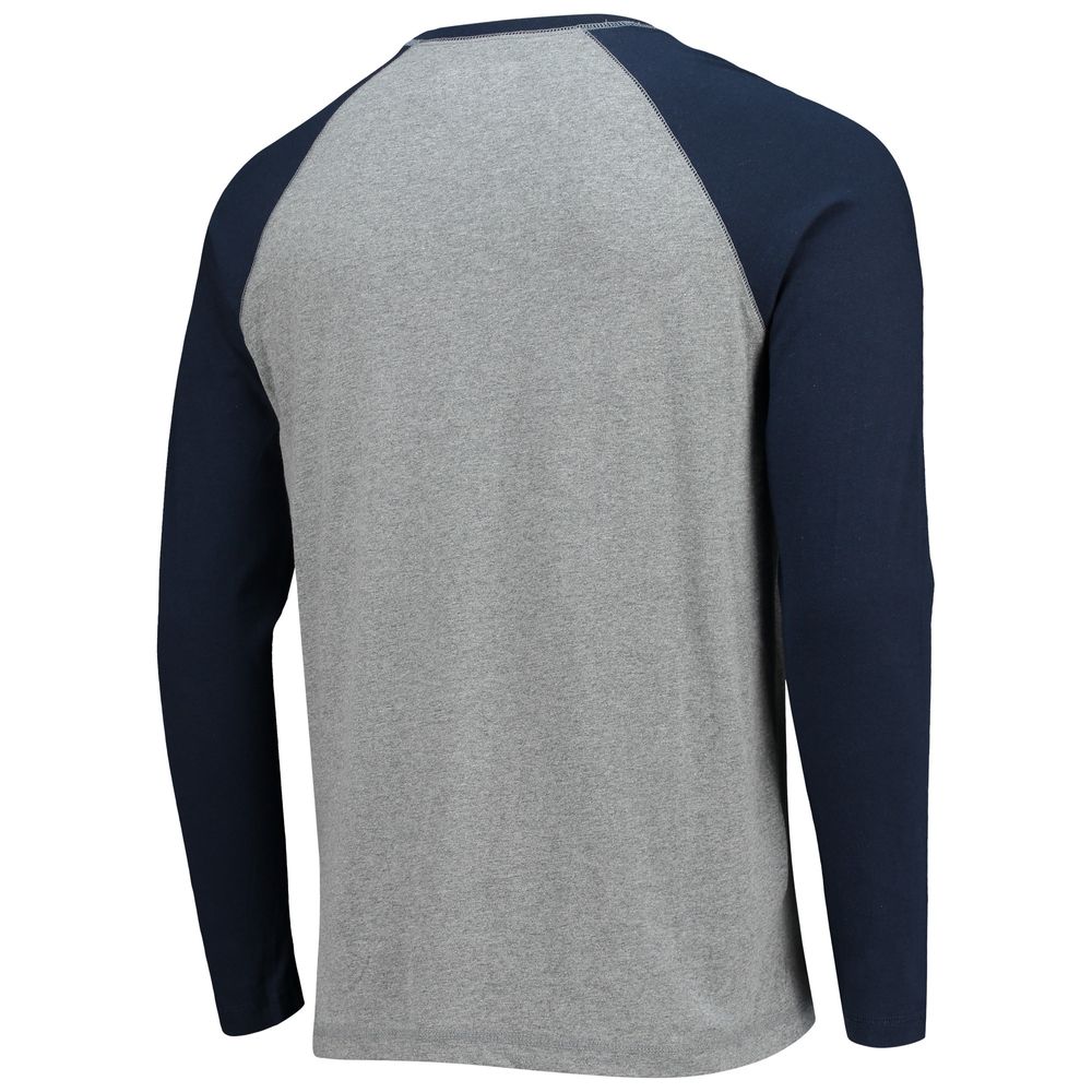 Men's Navy/Heathered Gray Tacoma Rainiers Long Sleeve Baseball T-Shirt