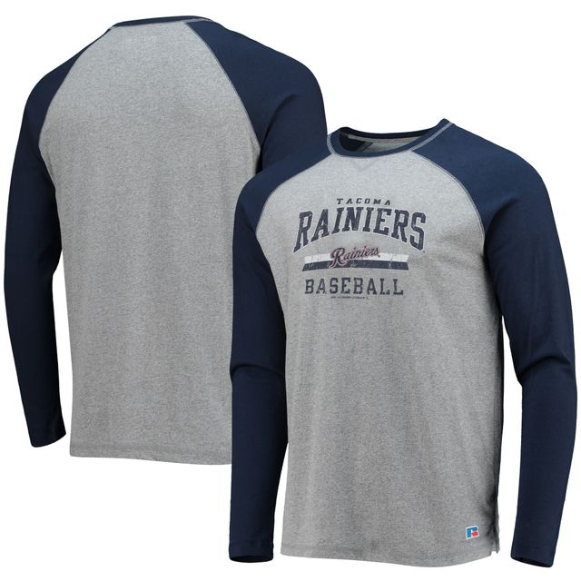 T-shirt de baseball à manches longues Tacoma Rainiers bleu marine/gris chiné pour homme