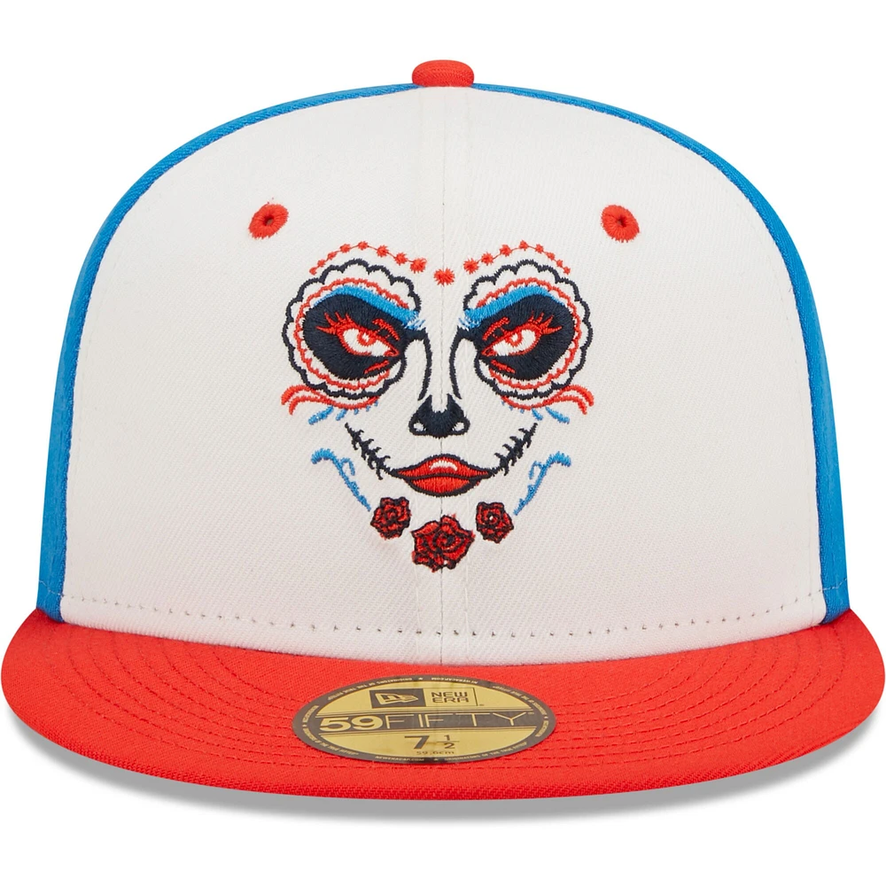Men's New Era White/Orange Familia De Tacoma Copa La Diversion 59FIFTY Fitted Hat
