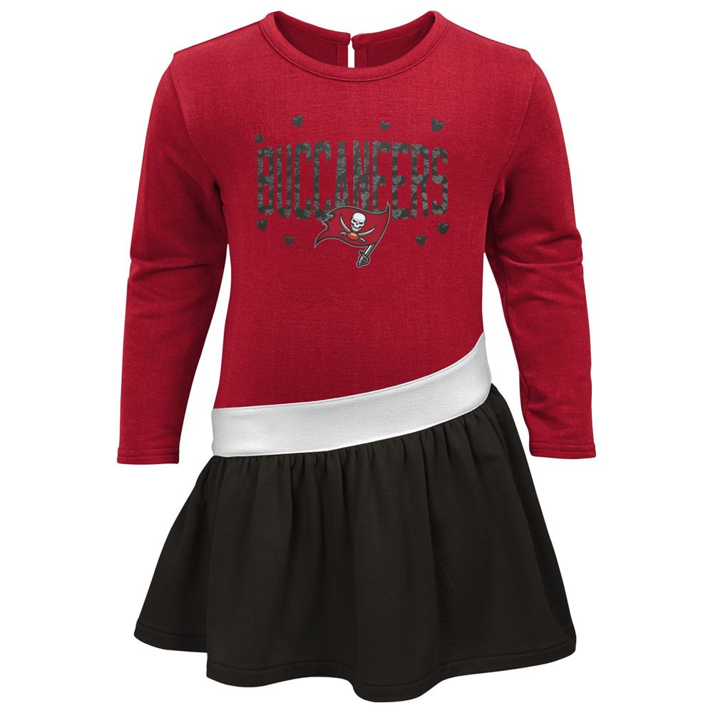 Girls Infant Red/Pewter Tampa Bay Buccaneers Heart to Jersey Tri-Blend Dress