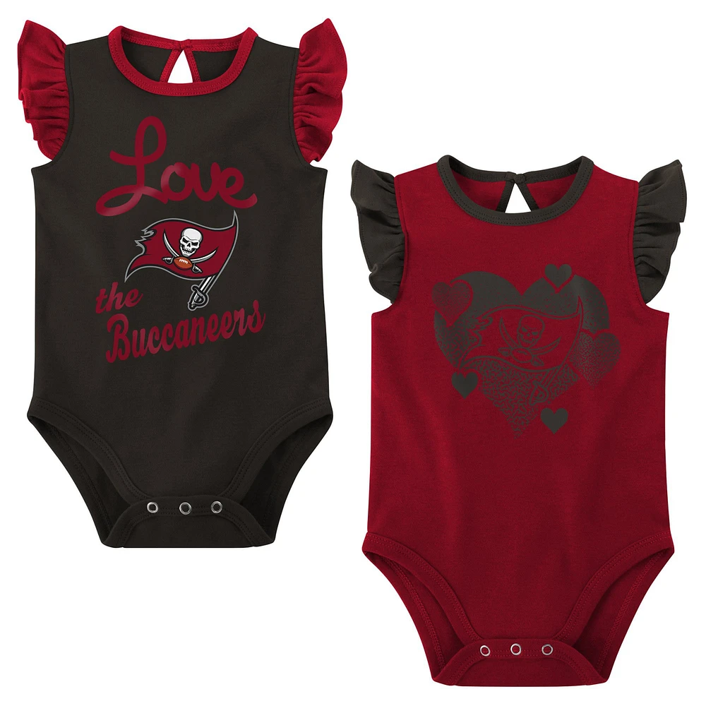 Girls Newborn & Infant Red/Pewter Tampa Bay Buccaneers Spread the Love 2-Pack Bodysuit Set