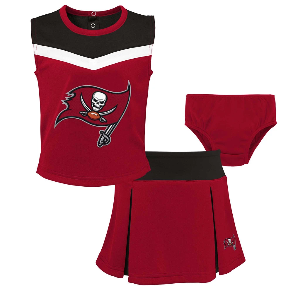 Ensemble deux pièces de pom-pom girl Spirit Tampa Bay Buccaneers pour filles d'âge préscolaire avec bloomers