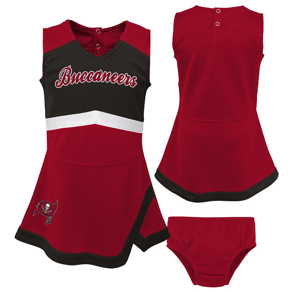 Filles préscolaires rouge Tampa Bay Buccaneers deux pièces Cheer Captain Jumper robe avec Bloomer ensemble