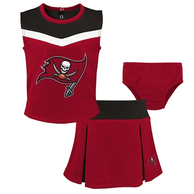 Ensemble de pom-pom girl deux pièces rouge Tampa Bay Buccaneers Spirit Cheer pour filles avec bloomers