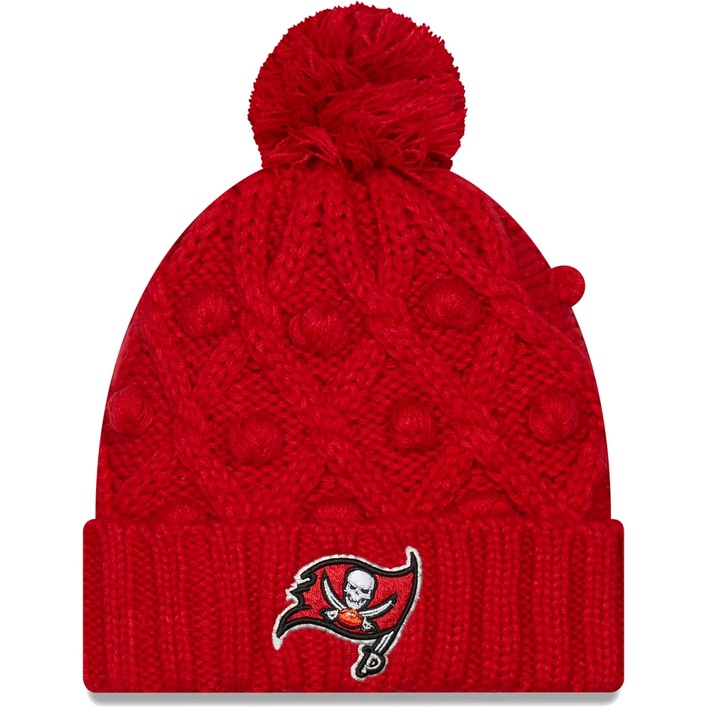 NWE BUCS ROUGE NFL Junior FILLES TOASTY CUFFED POM KNIT HATYTHGRL