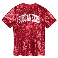 Haut à col en V sequins et inscription Tampa Bay Buccaneers pour jeunes filles, rouge