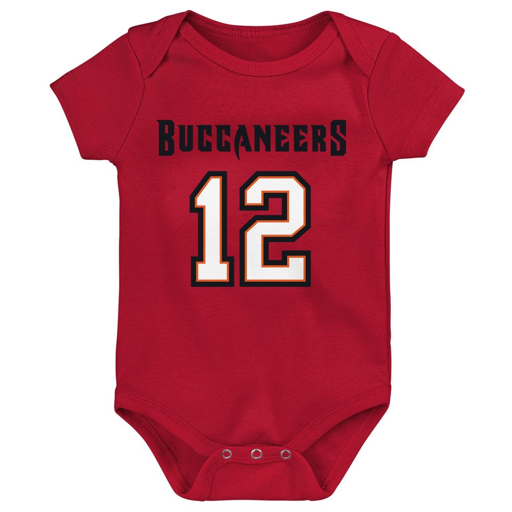 Infant Tom Brady Red Tampa Bay Buccaneers Mainliner Player Name & Number Bodysuit