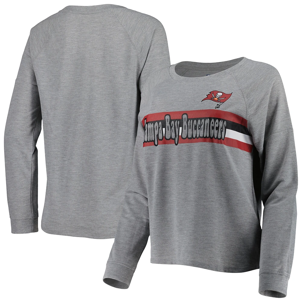 T-shirt à manches longues raglan gris chiné Tampa Bay Buccaneers pour junior