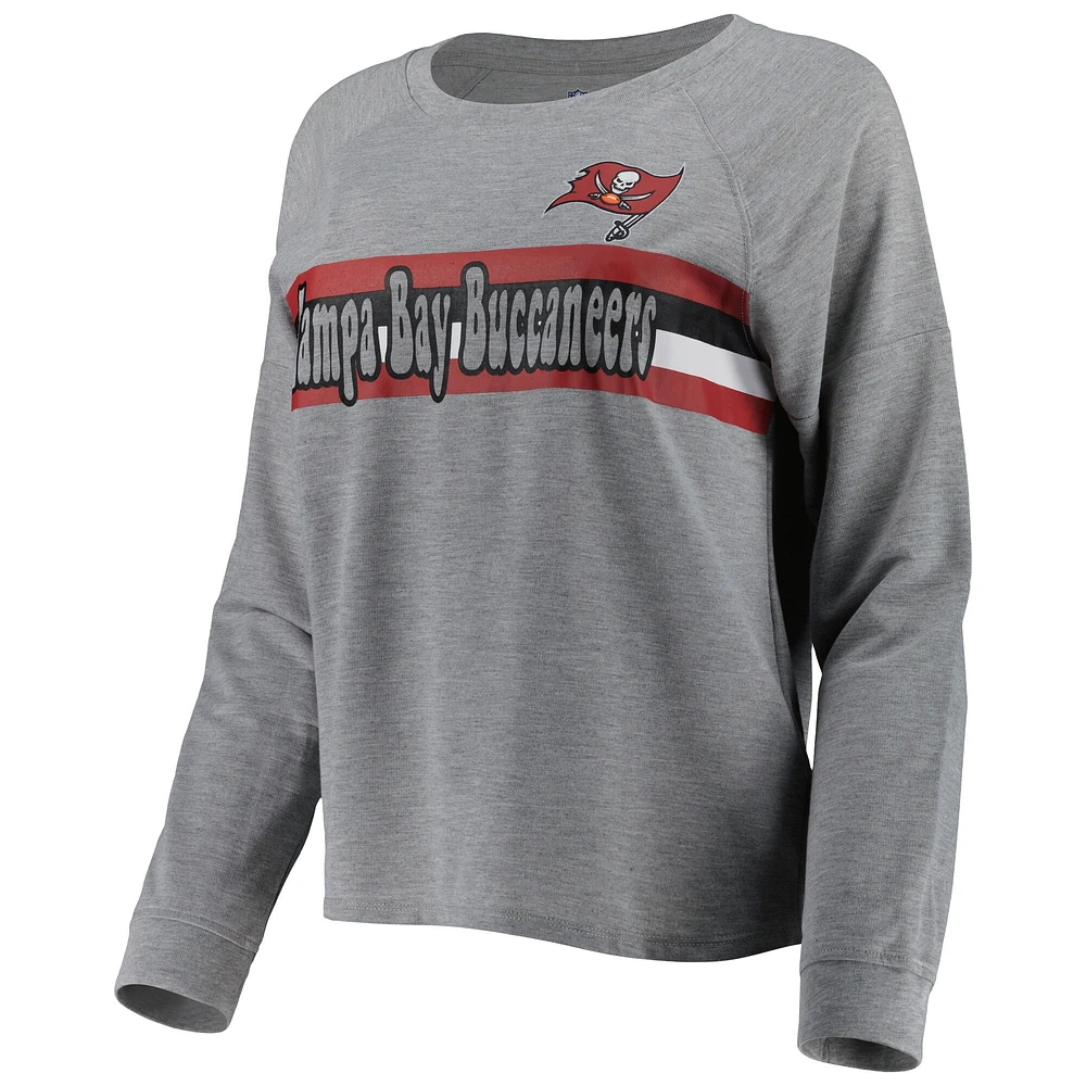 T-shirt à manches longues raglan gris chiné Tampa Bay Buccaneers pour junior