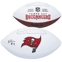 Ballon de football Wilson White Panel autographié par Keyshawn Johnson des Buccaneers de Tampa Bay