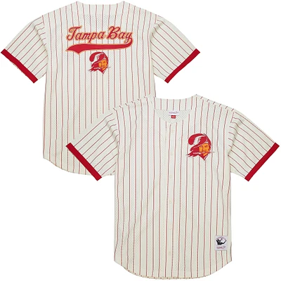 Chemise boutonnée en maille à logo vintage Final Seconds des Buccaneers de Tampa Bay Mitchell & Ness pour homme, couleur crème