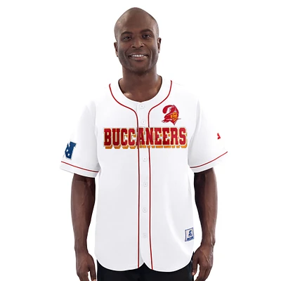 Men's Starter White Tampa Bay Buccaneers Relay Vintage Full-Button Baseball Jersey