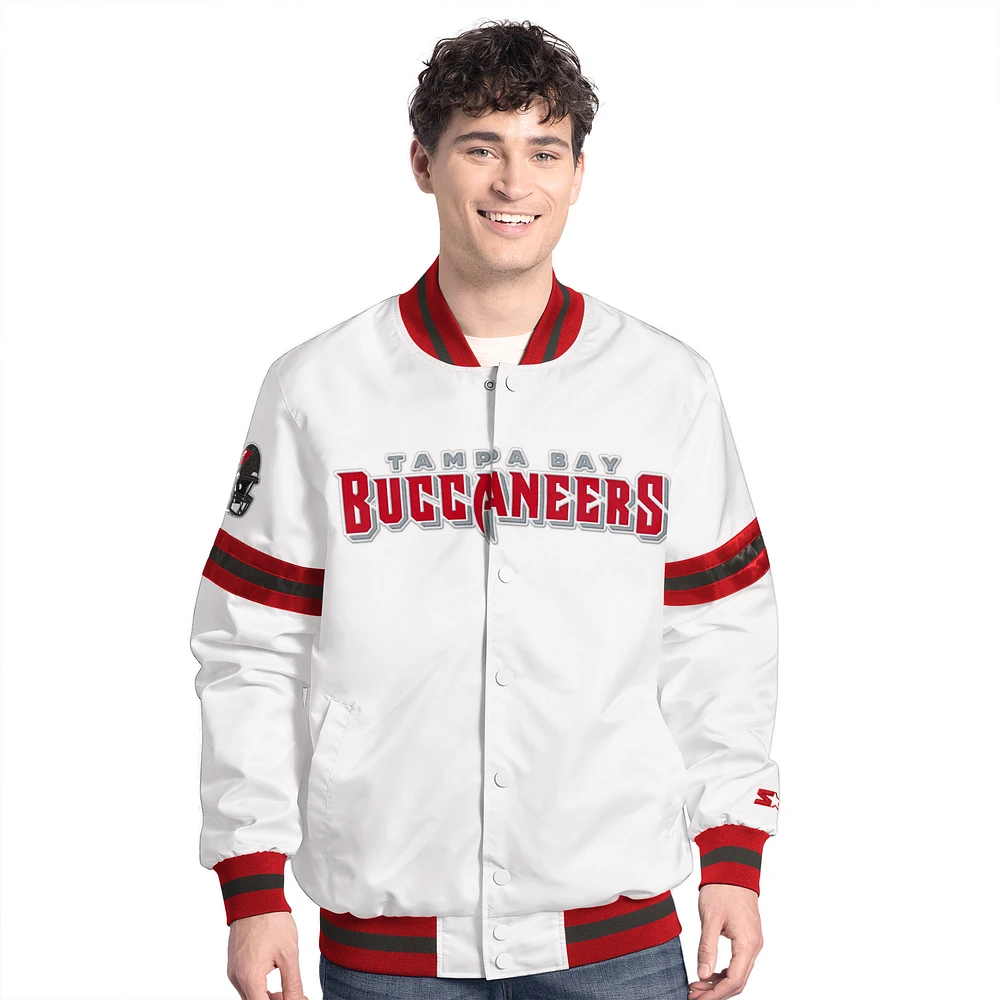 Men's Starter  White Tampa Bay Buccaneers Scout Full-Snap Varsity Jacket