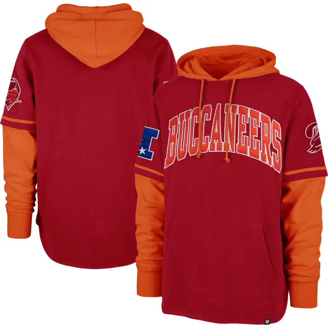 Men's '47 Red Tampa Bay Buccaneers Varsity Arch Throwback Pullover Hoodie