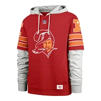 Men's '47 Red Tampa Bay Buccaneers  Throwback Double Header Blitz Cornerback Pullover Hoodie