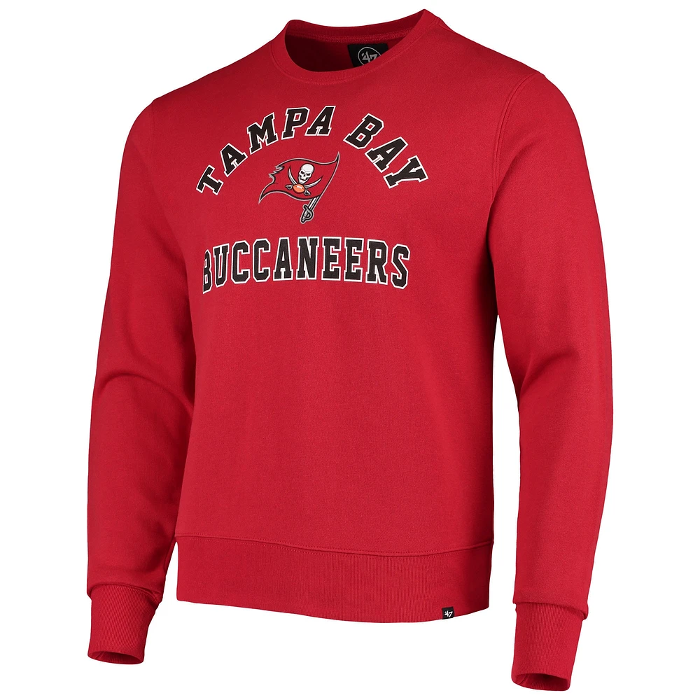 Men's '47 Red Tampa Bay Buccaneers Varsity Arch Headline Fleece Pullover Sweatshirt