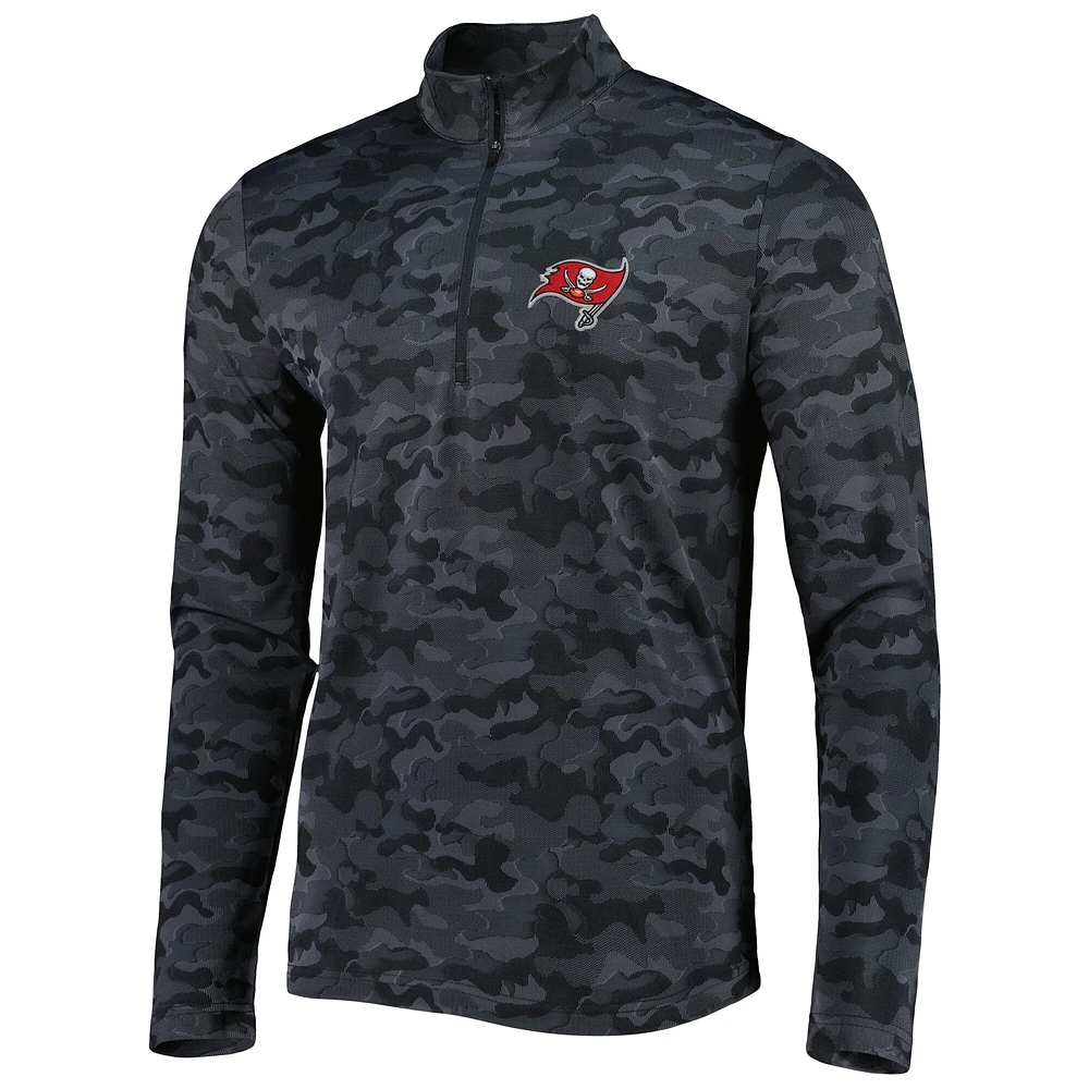 Men's Antigua Black Tampa Bay Buccaneers Brigade Quarter-Zip Sweatshirt