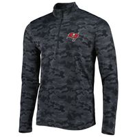 Men's Antigua Black Tampa Bay Buccaneers Brigade Quarter-Zip Sweatshirt