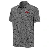 Men's Antigua Heather Black Tampa Bay Buccaneers Relentless Polo