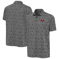 Men's Antigua Heather Black Tampa Bay Buccaneers Relentless Polo