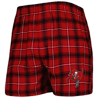 Men's Concepts Sport Red/Black Tampa Bay Buccaneers Ledger Flannel Boxers