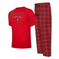 Ensemble de nuit pour hommes Concepts Sport rouge/étain Tampa Bay Buccaneers Arctic T-shirt et pantalon pyjama