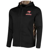 Chandail à capuchon en molleton entièrement zippé Dunbrooke pour hommes, noir/Realtree Camo Tampa Bay Buccaneers Decoy Tech