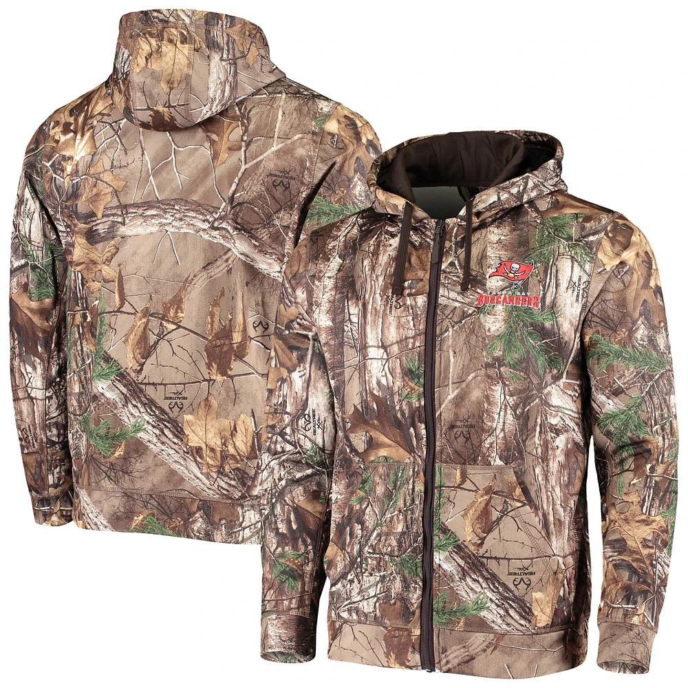 Chandail à capuchon entièrement zippé Dunbrooke Realtree Camo Tampa Bay Buccaneers Trophy Tech Fleece pour homme