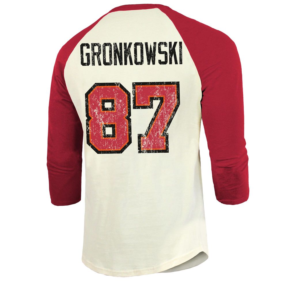 Men's Fanatics Branded Rob Gronkowski Cream/Red Tampa Bay Buccaneers Vintage Player Name & Number Raglan 3/4-Sleeve T-Shirt Size: Medium