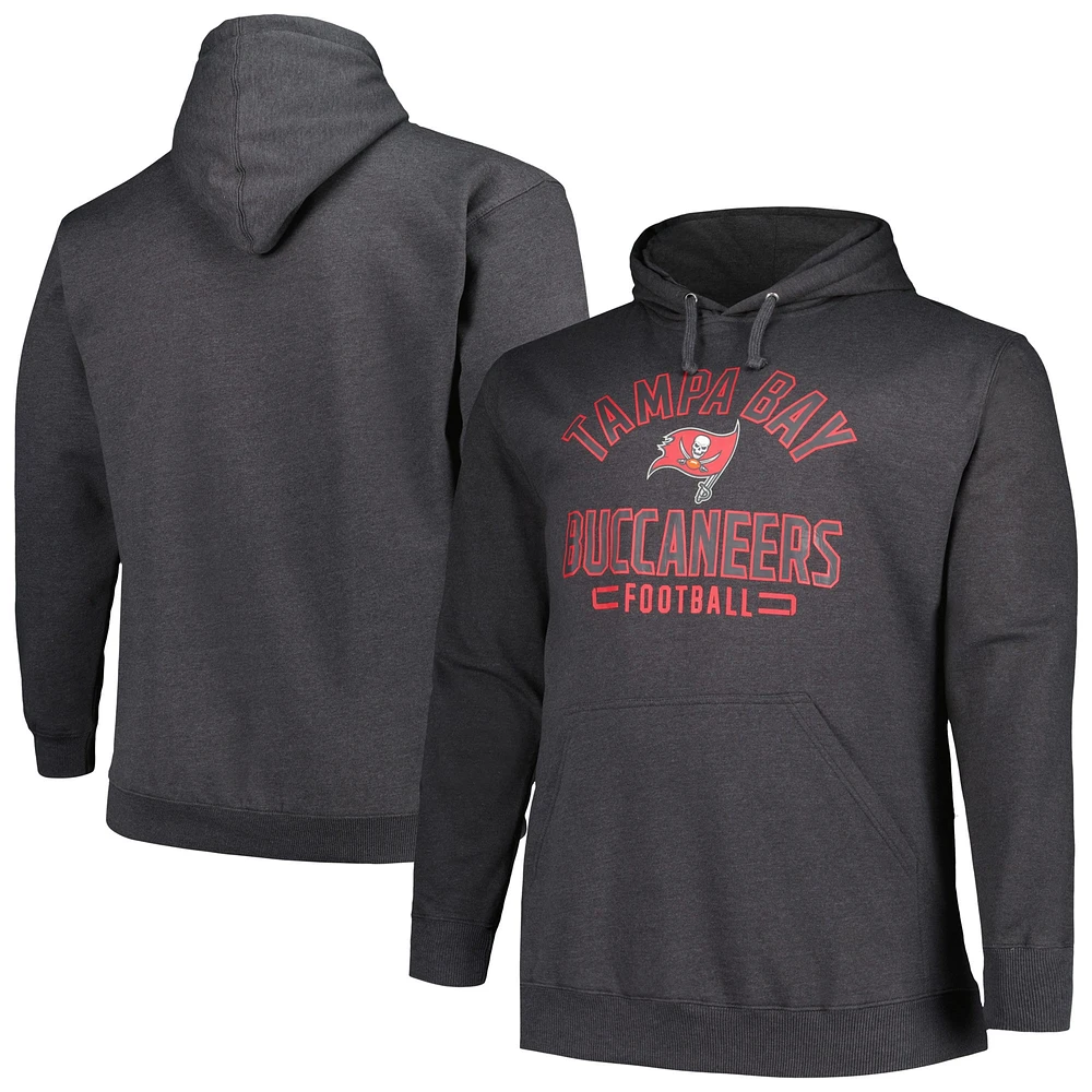 Men's Fanatics Heather Charcoal Tampa Bay Buccaneers Big & Tall Pullover Hoodie